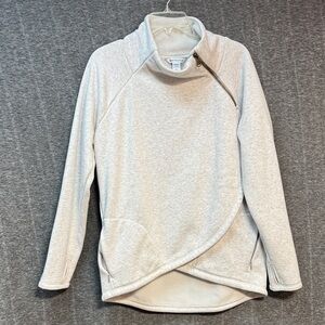 Athleta Cozy Karma Asym Pullover in Heathered Cream